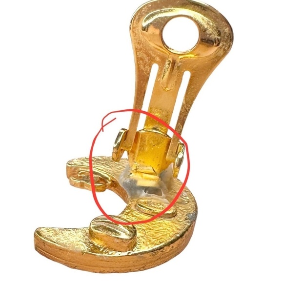 RARE Authentic CHANEL Gold & Black Crystal Crescent Moon CC Clip On Earrings - Picture 14 of 16